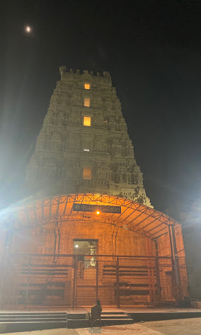 Srisailam temple tower at night